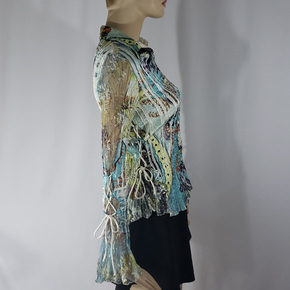 Komarov button-up blouse with laced long sleeve - Picture 4 of 8